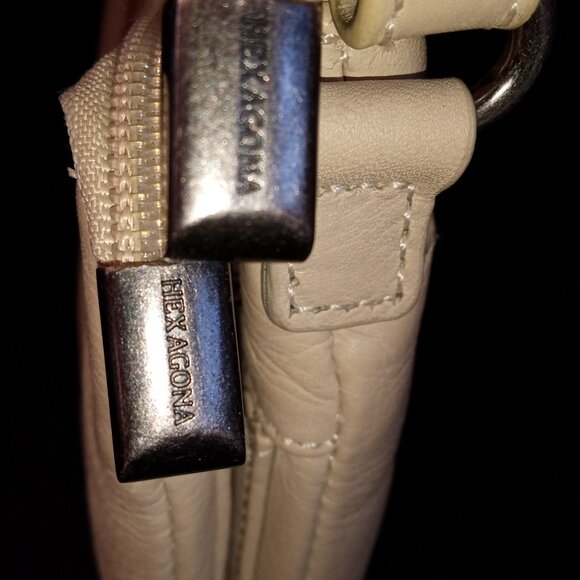 HEXAGONA PARIS Ivory Leather Crossbody Organizer Flat Profile - Picture 6 of 16